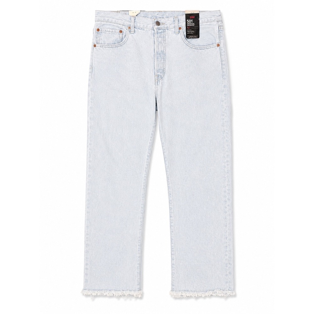 Levi's 501 Original Cropped Jeans Men's 32x36 Big E NWT Light Wash Raw Hem